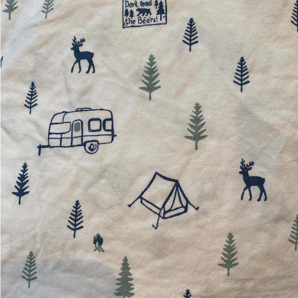EDDIE BAUER Don't Feed The Bears Twin Flat Sheet Set Campout 100% Cotton